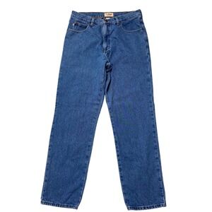 LL Bean Mens Classic Fit Flannel Lined Jeans Blue Denim 34x32